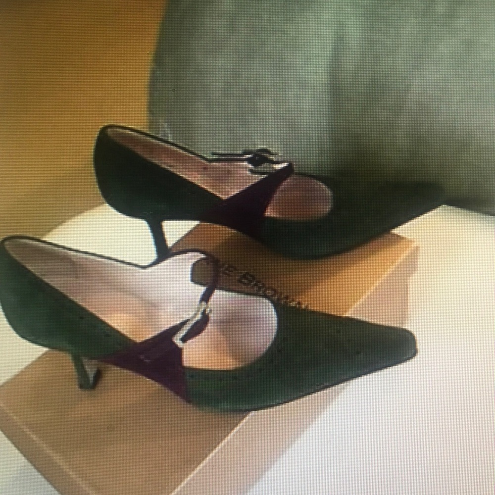 Jane Brown London 36/6 olive suede Mary Jane shoes